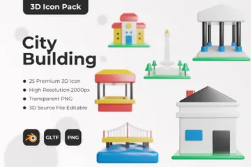 City Building 3D Icon Pack