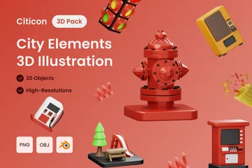 City Element 3D Illustration Pack