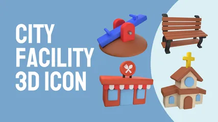 City Facility 3D Icon Pack