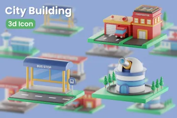 Edificio de la ciudad Paquete de Illustration 3D