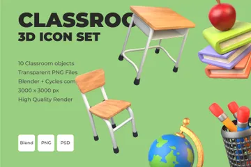 Salle de classe 3D Icon Pack