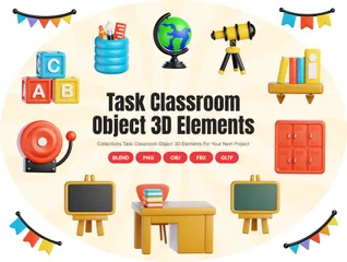 Classroom Object 3D Icon Pack