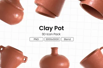 Clay Pot 3D Icon Pack