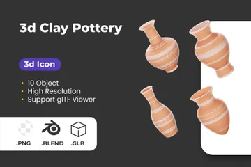 Clay Pottery Vase 3D Icon Pack