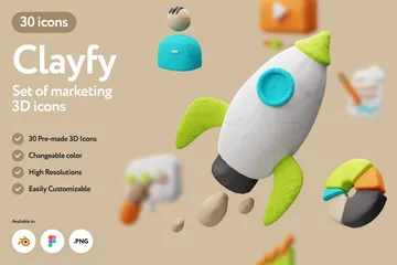 Clayfy Marketing 3D Icon Pack