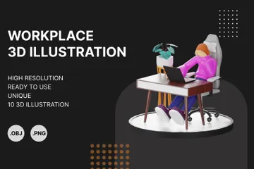 Clean Workspace Resting Set 3D Illustration Pack