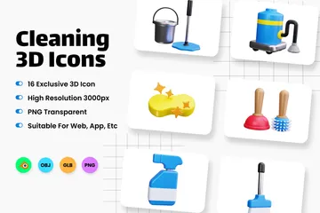 Cleaning 3D Icon Pack