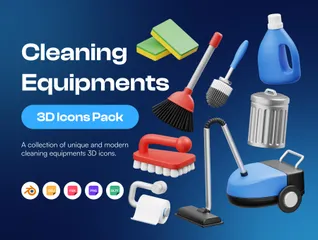 Cleaning Equipments 3D Icon Pack