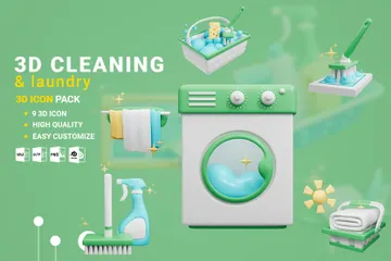 Cleaning & Laundry 3D Icon Pack