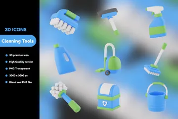 Cleaning Tools 3D Icon Pack