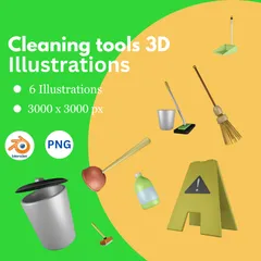 Cleaning Tools 3D Icon Pack