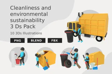 清潔さと環境の持続可能性 3D Illustrationパック