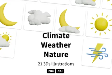 Climate Weather Nature 3D Icon Pack