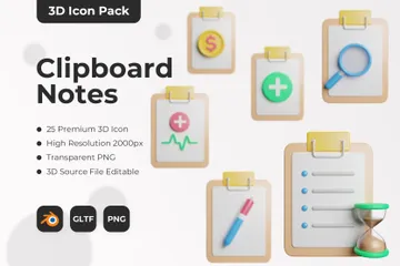 Clipboard Notes 3D Icon Pack