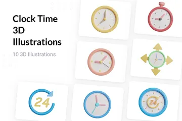 Clock Time 3D Illustration Pack