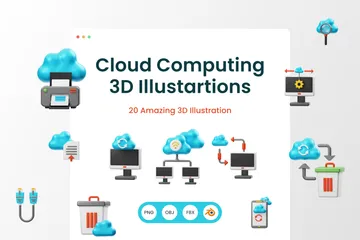 クラウドコンピューティング 3D Illustrationパック