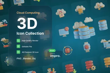 クラウドコンピューティング 3D Iconパック