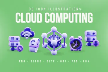 クラウドコンピューティング 3D Iconパック