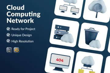 Cloud Computing-Netzwerk 3D Illustration Pack