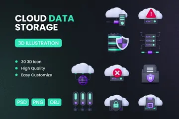 Cloud Data Storage 3D Icon Pack