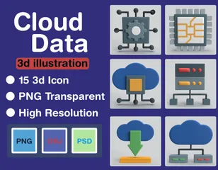 Cloud-Daten 3D Icon Pack