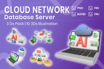 Cloud Network Database Server 3D Icon Pack