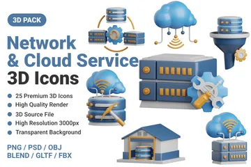 Cloud Services And Network Server 3D Icon Pack
