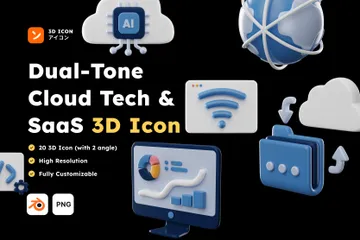 클라우드 기술 및 SaaS 3D Icon 팩