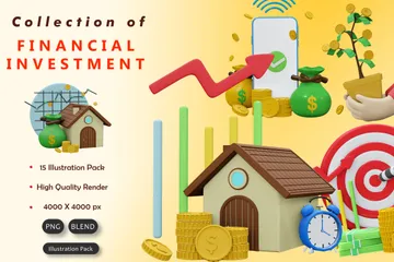 Colección de inversiones financieras Paquete de Icon 3D