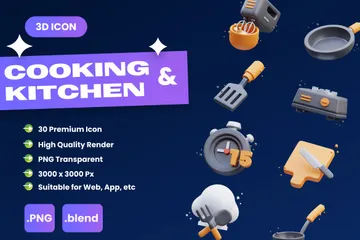 Cocina y cocina Paquete de Icon 3D