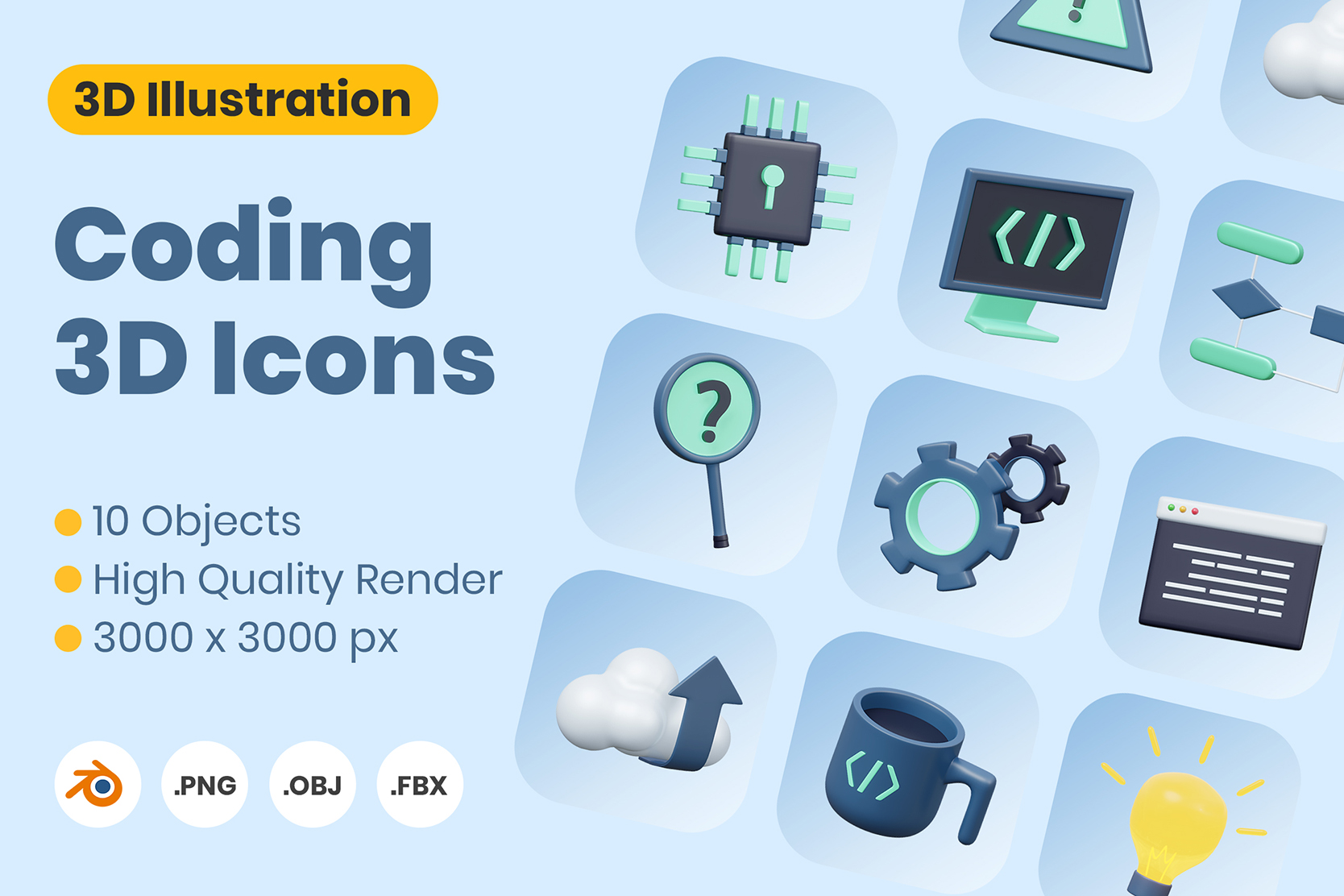 Coding 3D Illustration Pack - 10 Free Download Design & Development 3D ...