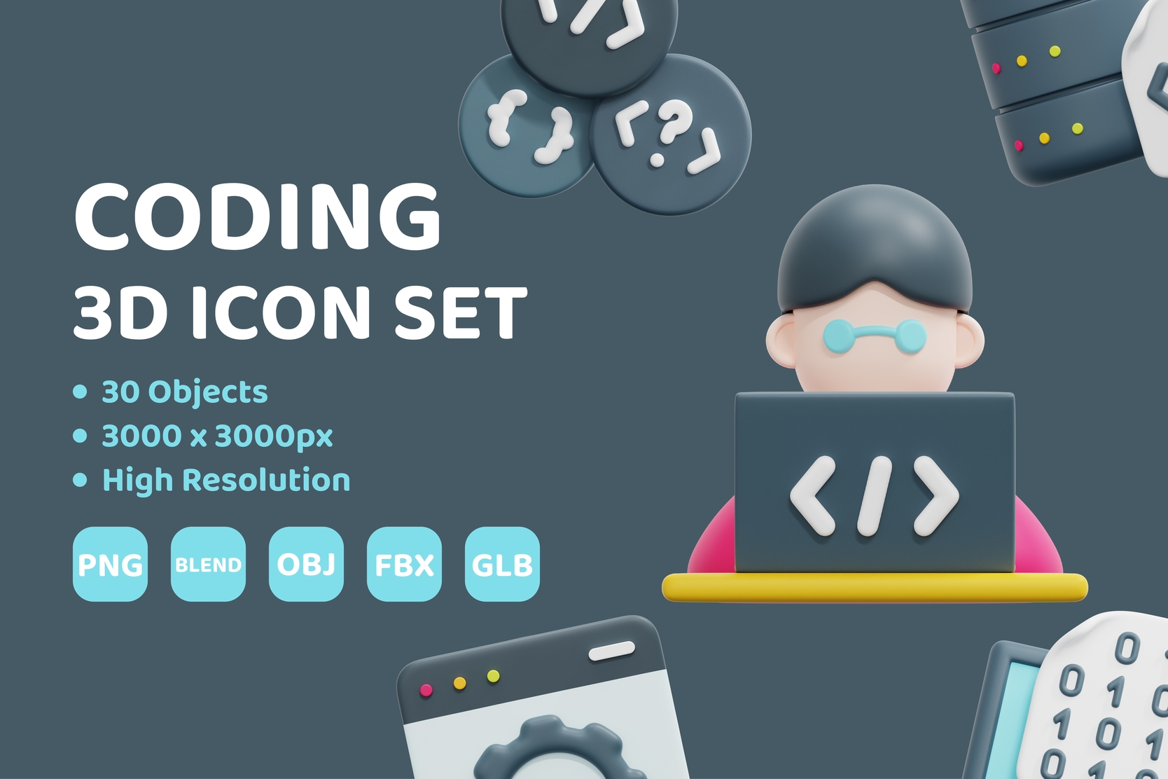 Coding 3D Icon Pack - 30 Free Download Design & Development 3D Icons ...