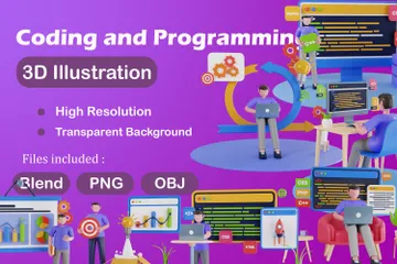 Coding And Programming 3D Illustration Pack
