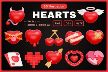 Cœurs Pack 3D Icon