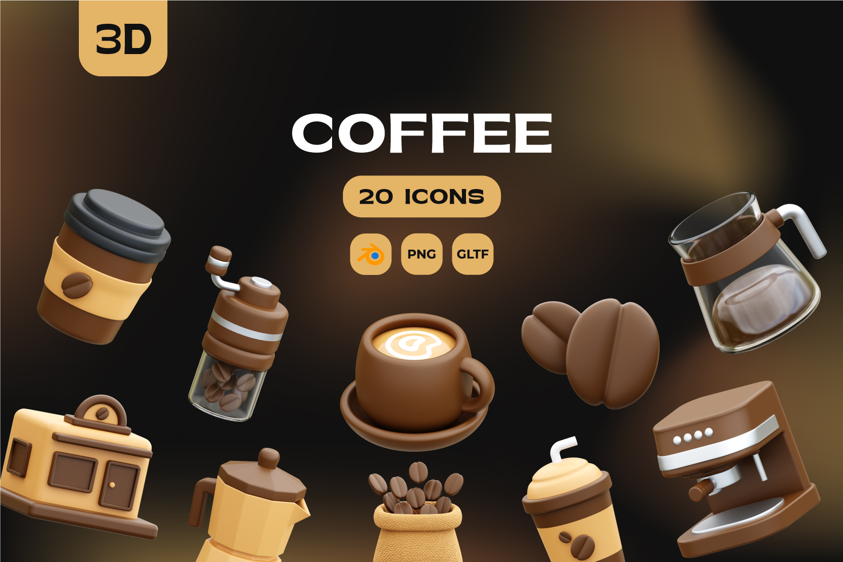 Coffee 3D Illustration Pack - 20 Food & Drink 3D Illustrations | PNG ...