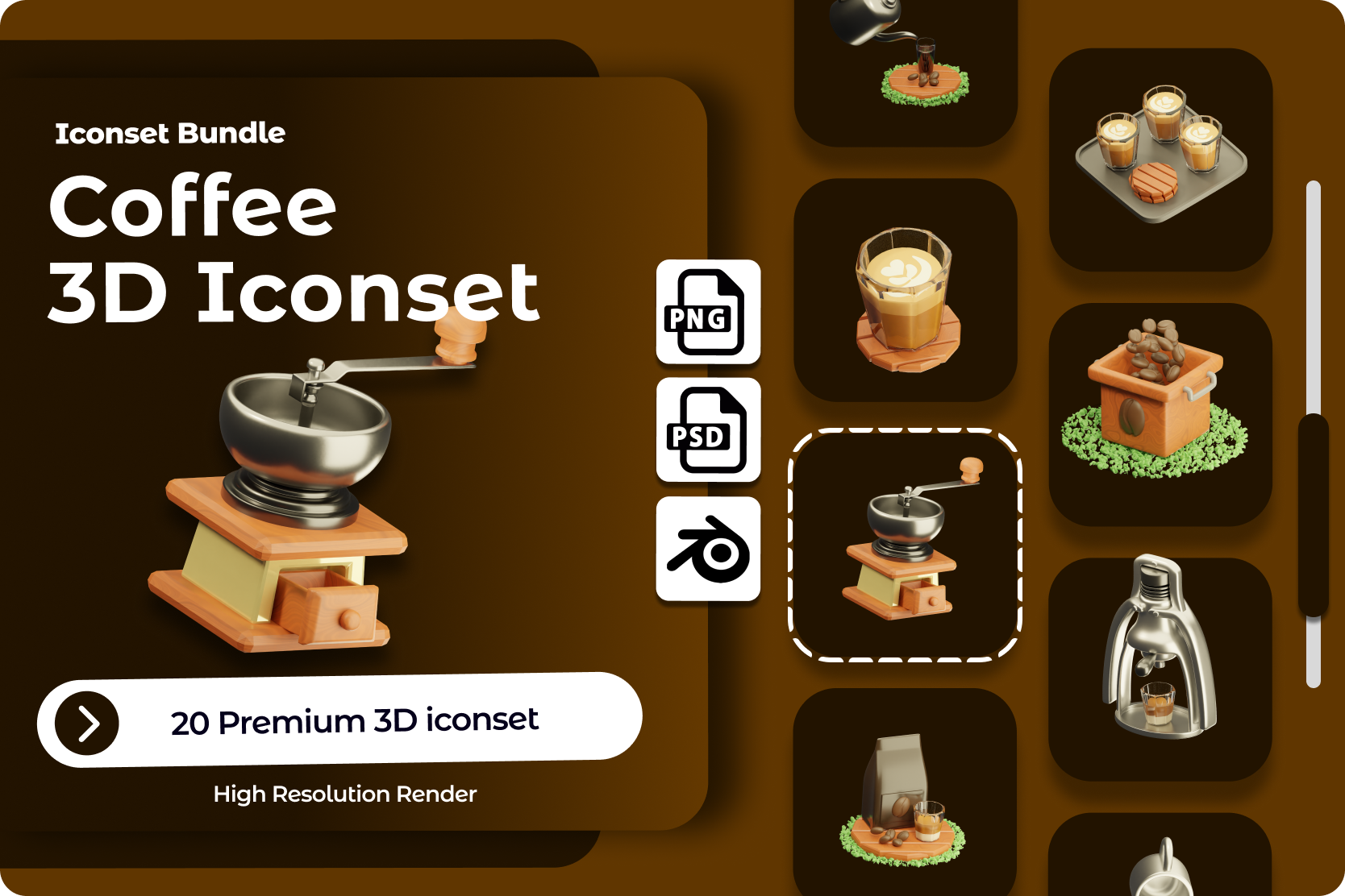 Coffee 3D Illustration Pack - 20 Food & Drink 3D Illustrations | PNG ...