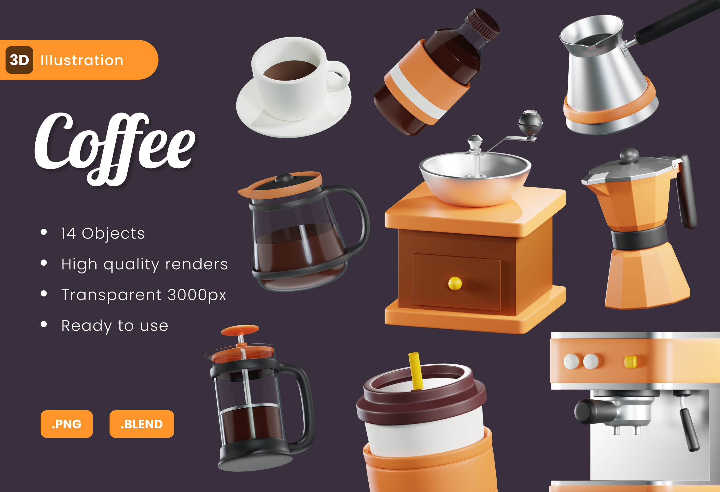 Premium Coffee 3D Illustration pack from Food & Drink 3D Illustrations