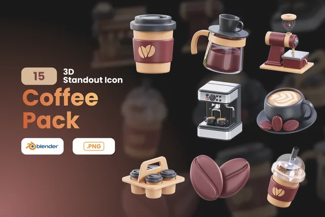 Coffee 3D Illustration Pack - 15 Food & Drink 3D Illustrations | PNG ...