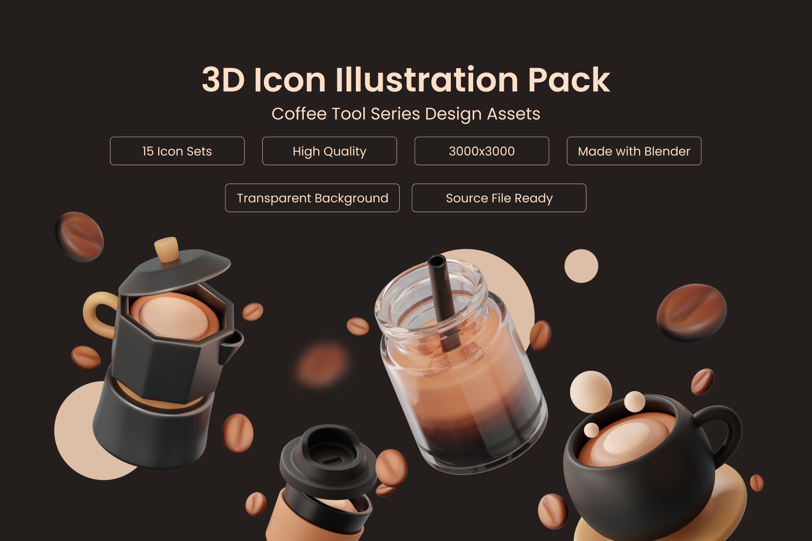 Premium Coffee 3D Illustration pack from Food & Drink 3D Illustrations