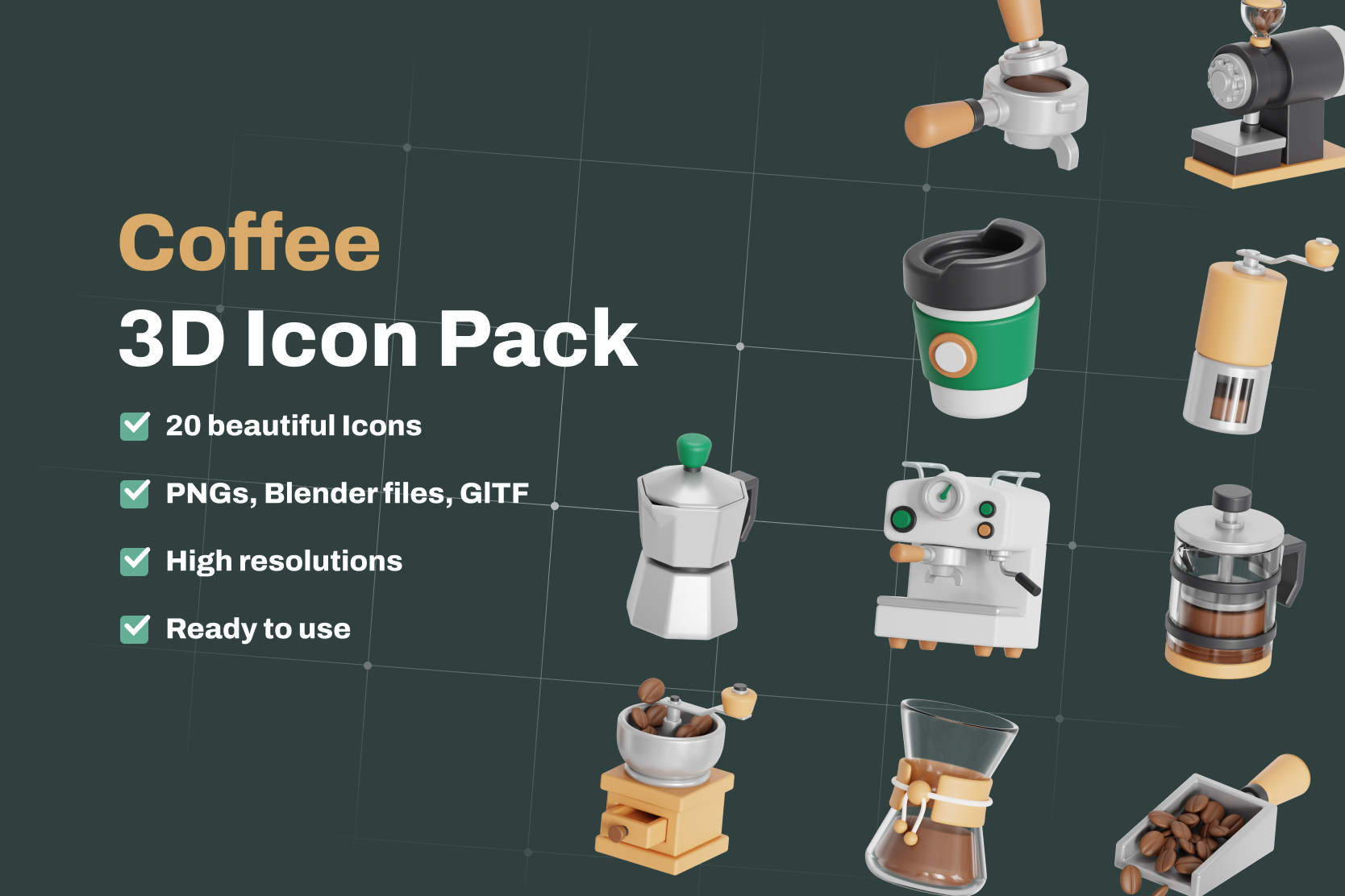 Coffee 3D Illustration Pack - 20 Food & Drink 3D Illustrations | PNG ...