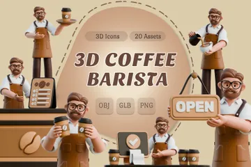 커피바리스타 3D 일러스트레이션 Pack