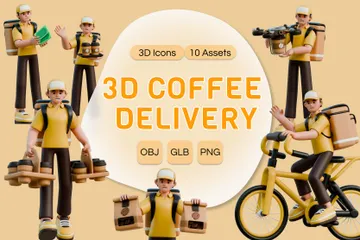 Coffee Delivery Man 3D Illustration Pack