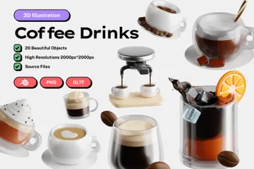 Coffee Drinks 3D Icon Pack