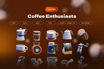 Coffee Enthusiasts 3D Icon Pack