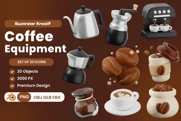커피 장비 3D 일러스트레이션 Pack