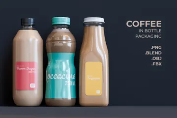 Coffee In Bottle Packaging 3D Icon Pack
