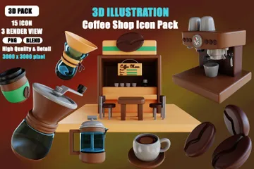 Coffee Shop 3D Icon Pack