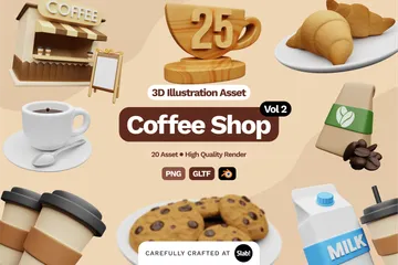 Coffee Shop Illustration Vol 2 3D Icon Pack