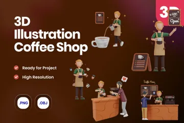 Coffee Shop 3D Illustration Pack