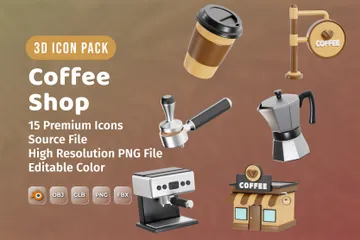 커피 샵 3D Icon 팩